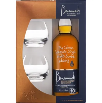 Whisky Benromach 10y 43% 0,7 l (dárkové balení 2 sklenice)