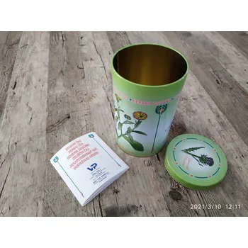 Dóza na potraviny VETRO-PLUS Plechová dóza na bylinky s postupy bylinných čajů