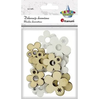 Set školních potřeb Drewniane kwiatki 23 i 30mm naturalny biały 12szt