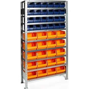 Dílenský regál Regál s 20 + 24 zásuvnými boxy, 200 x 100 x 30 cm