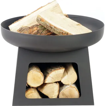 FCOOK Kovové ohniště 70cm Pan13 Olymp kruhové E00472 lakované + zásobník (FCook E00472 kovové ohniště z černé oceli, kruh 70cm, se zásobníkem na dřevo, Olymp)