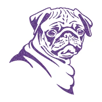 Polep vozidla SAMOLEPKA Pes 080 pravá Mops (87 - Ultra Metalic fialová) NA AUTO, NÁLEPKA, FÓLIE, POLEP, TUNING, VLASTNÍ TEXT, TISK, AUTOSAMOLEPKY.cz, POLEPY, OBRÁZEK, LOGO, SAMOLEPKY