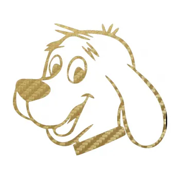 Polep vozidla SAMOLEPKA Pes 051 levá (59 - 3D karbon zlatý) NA AUTO, NÁLEPKA, FÓLIE, POLEP, TUNING, VLASTNÍ TEXT, TISK, AUTOSAMOLEPKY.cz, POLEPY, OBRÁZEK, LOGO, SAMOLEPKY