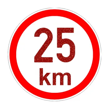 samolepka Maximální rychlost 25km - nejvyšší konstrukční rychlost (86 - Ultra Metalic červená) SAMOLEPKA NA AUTO, NÁLEPKA, FÓLIE, POLEP, TUNING, VLASTNÍ TEXT, TISK, AUTOSAMOLEPKY.cz, POLEPY, OBRÁZEK, LOGO, 3D STICKERS
