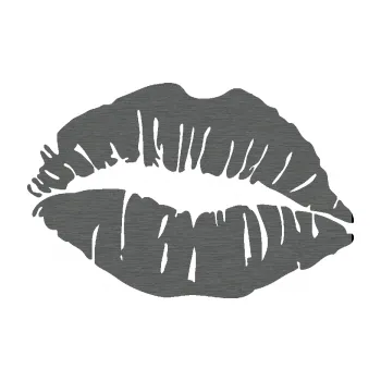 Samolepící dekorace Pusa 002 levá otisk rtů (62 - škrábaný titan) SAMOLEPKA NA AUTO, NÁLEPKA, FÓLIE, POLEP, TUNING, VLASTNÍ TEXT, TISK, AUTOSAMOLEPKY.cz, POLEPY, OBRÁZEK, LOGO, 3D STICKERS