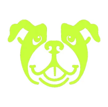 Polep vozidla Pes 069 Buldoček (27 - limetová) SAMOLEPKA NA AUTO, NÁLEPKA, FÓLIE, POLEP, TUNING, VLASTNÍ TEXT, TISK, AUTOSAMOLEPKY.cz, POLEPY, OBRÁZEK, LOGO, 3D STICKERS