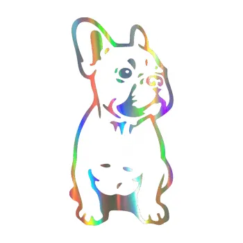 samolepka Pes 070 pravá Francouzský buldoček (93 - Holografická) SAMOLEPKA NA AUTO, NÁLEPKA, FÓLIE, POLEP, TUNING, VLASTNÍ TEXT, TISK, AUTOSAMOLEPKY.cz, POLEPY, OBRÁZEK, LOGO, 3D STICKERS