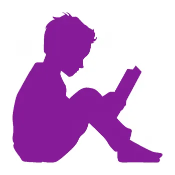 samolepka Děti silueta 002 pravá chlapec s knížkou (14 - fialová) SAMOLEPKA NA AUTO, NÁLEPKA, FÓLIE, POLEP, TUNING, VLASTNÍ TEXT, TISK, AUTOSAMOLEPKY.cz, POLEPY, OBRÁZEK, LOGO, 3D STICKERS