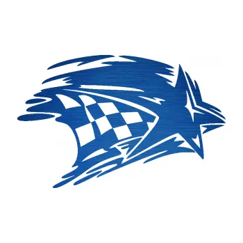 Samolepící dekorace SAMOLEPKA Hvězda se šachovnicí pravá (65 - škrábaný kov modrý) NA AUTO, NÁLEPKA, FÓLIE, POLEP, TUNING, VLASTNÍ TEXT, TISK, AUTOSAMOLEPKY.cz, POLEPY, OBRÁZEK, LOGO, SAMOLEPKY