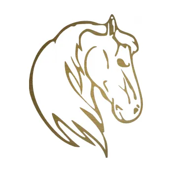 Samolepící dekorace Kůň 026 pravá (64 - škrábaný kov zlatý) SAMOLEPKA NA AUTO, NÁLEPKA, FÓLIE, POLEP, TUNING, VLASTNÍ TEXT, TISK, AUTOSAMOLEPKY.cz, POLEPY, OBRÁZEK, LOGO, 3D STICKERS