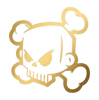 Samolepicí dekorace na vozidlo Kenblock lebka obrys levá (43 - zlatá metalíza) SAMOLEPKA NA AUTO, NÁLEPKA, FÓLIE, POLEP, TUNING, VLASTNÍ TEXT, TISK, AUTOSAMOLEPKY.cz, POLEPY, OBRÁZEK, LOGO, 3D STICKERS