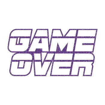 Polep vozidla SAMOLEPKA Game over nad sebou 002 (87 - Ultra Metalic fialová) NA AUTO, NÁLEPKA, FÓLIE, POLEP, TUNING, VLASTNÍ TEXT, TISK, AUTOSAMOLEPKY.cz, POLEPY, OBRÁZEK, LOGO, SAMOLEPKY
