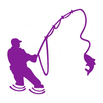 Polep vozidla SAMOLEPKA Rybář 018 pravá (14 - fialová) NA AUTO, NÁLEPKA, FÓLIE, POLEP, TUNING, VLASTNÍ TEXT, TISK, AUTOSAMOLEPKY.cz, POLEPY, OBRÁZEK, LOGO, SAMOLEPKY