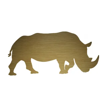 Samolepící dekorace Nosorožec 002 pravá (64 - škrábaný kov zlatý) SAMOLEPKA NA AUTO, NÁLEPKA, FÓLIE, POLEP, TUNING, VLASTNÍ TEXT, TISK, AUTOSAMOLEPKY.cz, POLEPY, OBRÁZEK, LOGO, 3D STICKERS