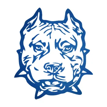 Polep vozidla SAMOLEPKA Pitbull hlava 003 pravá (65 - škrábaný kov modrý) NA AUTO, NÁLEPKA, FÓLIE, POLEP, TUNING, VLASTNÍ TEXT, TISK, AUTOSAMOLEPKY.cz, POLEPY, OBRÁZEK, LOGO, SAMOLEPKY