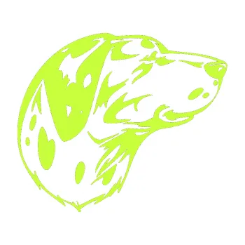 samolepka Pes 002 pravá Dalmatin (27 - limetová) SAMOLEPKA NA AUTO, NÁLEPKA, FÓLIE, POLEP, TUNING, VLASTNÍ TEXT, TISK, AUTOSAMOLEPKY.cz, POLEPY, OBRÁZEK, LOGO, 3D STICKERS