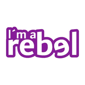 Polep vozidla SAMOLEPKA I´m a rebel nápis (14 - fialová) NA AUTO, NÁLEPKA, FÓLIE, POLEP, TUNING, VLASTNÍ TEXT, TISK, AUTOSAMOLEPKY.cz, POLEPY, OBRÁZEK, LOGO, SAMOLEPKY