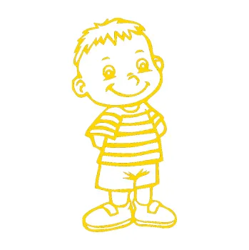 Samolepicí dekorace na vozidlo Dítě v autě 021 pravá kluk v pruhovaném tričku (13 - jasně žlutá) SAMOLEPKA NA AUTO, NÁLEPKA, FÓLIE, POLEP, TUNING, VLASTNÍ TEXT, TISK, AUTOSAMOLEPKY.cz, POLEPY, OBRÁZEK, LOGO, 3D STICKERS