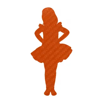 samolepka Děti silueta 011 levá holčička tanečnice (54 - 3D karbon oranžový) SAMOLEPKA NA AUTO, NÁLEPKA, FÓLIE, POLEP, TUNING, VLASTNÍ TEXT, TISK, AUTOSAMOLEPKY.cz, POLEPY, OBRÁZEK, LOGO, 3D STICKERS