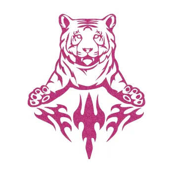 Samolepicí dekorace na vozidlo Animal flames 045 pravá tygr (90 - Ultra Metalic růžová) SAMOLEPKA NA AUTO, NÁLEPKA, FÓLIE, POLEP, TUNING, VLASTNÍ TEXT, TISK, AUTOSAMOLEPKY.cz, POLEPY, OBRÁZEK, LOGO, 3D STICKERS