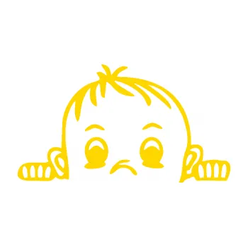 Samolepicí dekorace na vozidlo Dítě v autě 045 levá chlapeček hlavička (13 - jasně žlutá) SAMOLEPKA NA AUTO, NÁLEPKA, FÓLIE, POLEP, TUNING, VLASTNÍ TEXT, TISK, AUTOSAMOLEPKY.cz, POLEPY, OBRÁZEK, LOGO, 3D STICKERS