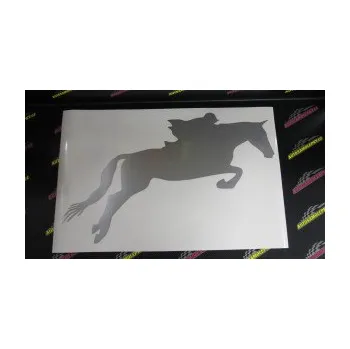 Samolepící dekorace SAMOLEPKA Kůň 015 pravá skok s jezdcem (17 - šedá) NA AUTO, NÁLEPKA, FÓLIE, POLEP, TUNING, VLASTNÍ TEXT, TISK, AUTOSAMOLEPKY.cz, POLEPY, OBRÁZEK, LOGO, SAMOLEPKY