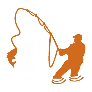 Polep vozidla SAMOLEPKA Rybář 018 levá (26 - oříšková) NA AUTO, NÁLEPKA, FÓLIE, POLEP, TUNING, VLASTNÍ TEXT, TISK, AUTOSAMOLEPKY.cz, POLEPY, OBRÁZEK, LOGO, SAMOLEPKY