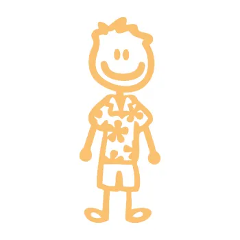 samolepka Cartoon family mladík Hawaii (08 - béžová) SAMOLEPKA NA AUTO, NÁLEPKA, FÓLIE, POLEP, TUNING, VLASTNÍ TEXT, TISK, AUTOSAMOLEPKY.cz, POLEPY, OBRÁZEK, LOGO, 3D STICKERS