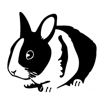 Samolepící dekorace SAMOLEPKA Králík 002 levá zakrslý králíček (01 - černá) NA AUTO, NÁLEPKA, FÓLIE, POLEP, TUNING, VLASTNÍ TEXT, TISK, AUTOSAMOLEPKY.cz, POLEPY, OBRÁZEK, LOGO, SAMOLEPKY