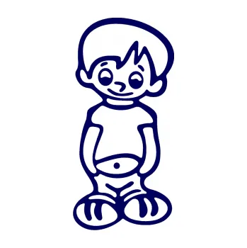 Samolepicí dekorace na vozidlo Dítě v autě 007 levá kluk frajer (23 - tmavě modrá) SAMOLEPKA NA AUTO, NÁLEPKA, FÓLIE, POLEP, TUNING, VLASTNÍ TEXT, TISK, AUTOSAMOLEPKY.cz, POLEPY, OBRÁZEK, LOGO, 3D STICKERS