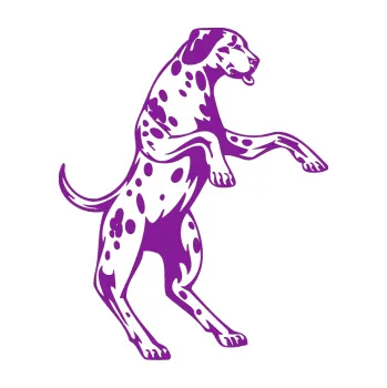 Polep vozidla SAMOLEPKA Pes 003 pravá Dalmatin (14 - fialová) NA AUTO, NÁLEPKA, FÓLIE, POLEP, TUNING, VLASTNÍ TEXT, TISK, AUTOSAMOLEPKY.cz, POLEPY, OBRÁZEK, LOGO, SAMOLEPKY