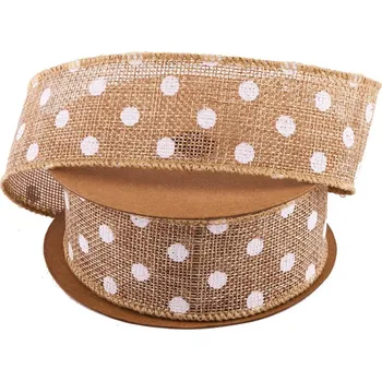 Stuha Stuha jutová - puntík 4 cm x 6,4 m - přírodní