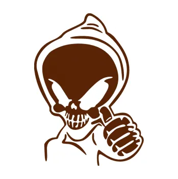 Samolepicí dekorace na vozidlo Kostra duch pravá (15 - hnědá) SAMOLEPKA NA AUTO, NÁLEPKA, FÓLIE, POLEP, TUNING, VLASTNÍ TEXT, TISK, AUTOSAMOLEPKY.cz, POLEPY, OBRÁZEK, LOGO, 3D STICKERS