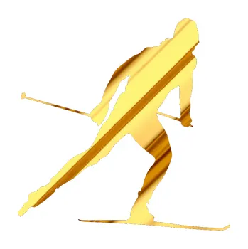 Samolepicí dekorace na vozidlo Lyžař 006 pravá běžky (81 - chrom fólie zlatá zrcadlová) SAMOLEPKA NA AUTO, NÁLEPKA, FÓLIE, POLEP, TUNING, VLASTNÍ TEXT, TISK, AUTOSAMOLEPKY.cz, POLEPY, OBRÁZEK, LOGO, 3D STICKERS