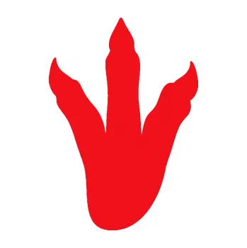 Samolepící dekorace SAMOLEPKA Dinosaurus stopa 001 pravá (10 - červená) NA AUTO, NÁLEPKA, FÓLIE, POLEP, TUNING, VLASTNÍ TEXT, TISK, AUTOSAMOLEPKY.cz, POLEPY, OBRÁZEK, LOGO, SAMOLEPKY