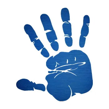 Samolepící dekorace SAMOLEPKA Otisk ruky levá (65 - škrábaný kov modrý) NA AUTO, NÁLEPKA, FÓLIE, POLEP, TUNING, VLASTNÍ TEXT, TISK, AUTOSAMOLEPKY.cz, POLEPY, OBRÁZEK, LOGO, SAMOLEPKY