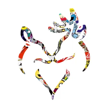 Samolepící dekorace Jelen laň láska pravá (83 - Sticker bomb) SAMOLEPKA NA AUTO, NÁLEPKA, FÓLIE, POLEP, TUNING, VLASTNÍ TEXT, TISK, AUTOSAMOLEPKY.cz, POLEPY, OBRÁZEK, LOGO, 3D STICKERS