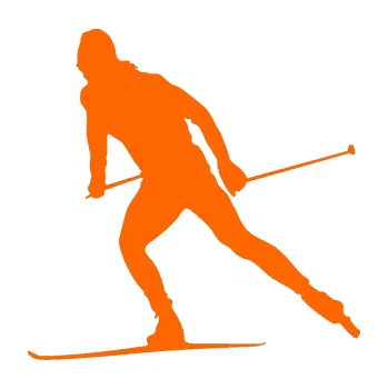 Samolepicí dekorace na vozidlo Lyžař 006 levá běžky (73 - Fluorescentní oranžová) SAMOLEPKA NA AUTO, NÁLEPKA, FÓLIE, POLEP, TUNING, VLASTNÍ TEXT, TISK, AUTOSAMOLEPKY.cz, POLEPY, OBRÁZEK, LOGO, 3D STICKERS