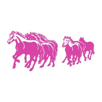 Samolepící dekorace Koníci 005 stádo levá (16 - růžová) SAMOLEPKA NA AUTO, NÁLEPKA, FÓLIE, POLEP, TUNING, VLASTNÍ TEXT, TISK, AUTOSAMOLEPKY.cz, POLEPY, OBRÁZEK, LOGO, 3D STICKERS