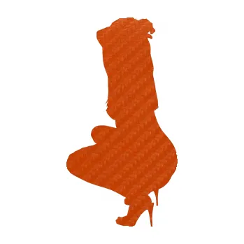 Polep vozidla Erotická žena 031 levá (54 - 3D karbon oranžový) SAMOLEPKA NA AUTO, NÁLEPKA, FÓLIE, POLEP, TUNING, VLASTNÍ TEXT, TISK, AUTOSAMOLEPKY.cz, POLEPY, OBRÁZEK, LOGO, 3D STICKERS