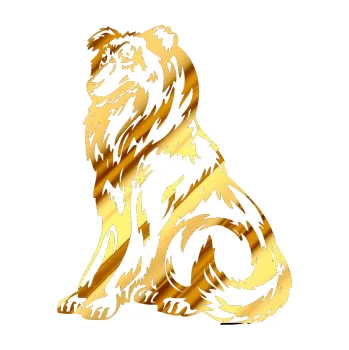 samolepka Pes 037 levá Kolie (81 - chrom fólie zlatá zrcadlová) SAMOLEPKA NA AUTO, NÁLEPKA, FÓLIE, POLEP, TUNING, VLASTNÍ TEXT, TISK, AUTOSAMOLEPKY.cz, POLEPY, OBRÁZEK, LOGO, 3D STICKERS