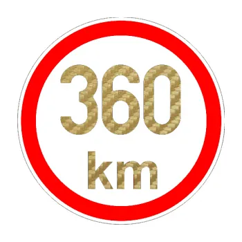 samolepka Maximální rychlost 360km - nejvyšší konstrukční rychlost (59 - 3D karbon zlatý) SAMOLEPKA NA AUTO, NÁLEPKA, FÓLIE, POLEP, TUNING, VLASTNÍ TEXT, TISK, AUTOSAMOLEPKY.cz, POLEPY, OBRÁZEK, LOGO, 3D STICKERS