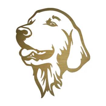 Polep vozidla Pes 074 levá Zlatý retrívr (64 - škrábaný kov zlatý) SAMOLEPKA NA AUTO, NÁLEPKA, FÓLIE, POLEP, TUNING, VLASTNÍ TEXT, TISK, AUTOSAMOLEPKY.cz, POLEPY, OBRÁZEK, LOGO, 3D STICKERS