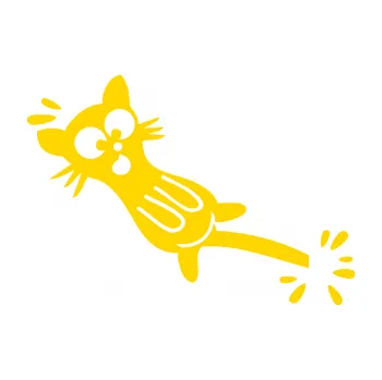 Samolepicí dekorace na vozidlo Kočka přivřená do dveří levá (13 - jasně žlutá) SAMOLEPKA NA AUTO, NÁLEPKA, FÓLIE, POLEP, TUNING, VLASTNÍ TEXT, TISK, AUTOSAMOLEPKY.cz, POLEPY, OBRÁZEK, LOGO, 3D STICKERS