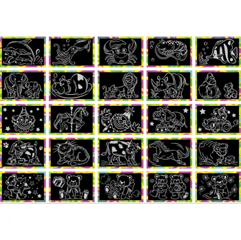 omalovánky Škrabací obrázky s duhovým podkladem 15x10cm