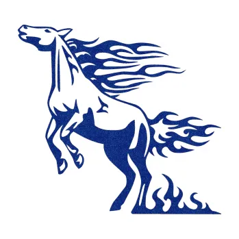 Samolepicí dekorace na vozidlo Animal flames 001 levá kůň (89 - Ultra Metalic modrá tmavá) SAMOLEPKA NA AUTO, NÁLEPKA, FÓLIE, POLEP, TUNING, VLASTNÍ TEXT, TISK, AUTOSAMOLEPKY.cz, POLEPY, OBRÁZEK, LOGO, 3D STICKERS