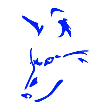 Polep vozidla Pes 159 levá vlk (19 - modrá dynamic) SAMOLEPKA NA AUTO, NÁLEPKA, FÓLIE, POLEP, TUNING, VLASTNÍ TEXT, TISK, AUTOSAMOLEPKY.cz, POLEPY, OBRÁZEK, LOGO, 3D STICKERS