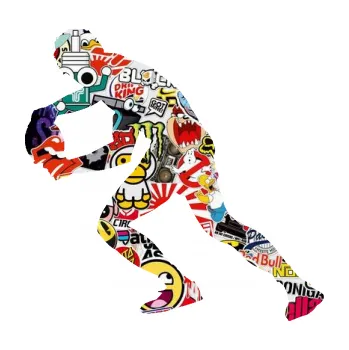 Polep vozidla SAMOLEPKA Ping pong 004 levá (83 - Sticker bomb) NA AUTO, NÁLEPKA, FÓLIE, POLEP, TUNING, VLASTNÍ TEXT, TISK, AUTOSAMOLEPKY.cz, POLEPY, OBRÁZEK, LOGO, SAMOLEPKY