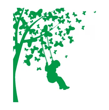 Samolepící dekorace Interiér 006 pravá dítě na houpačce (12 - zelená) SAMOLEPKA NA AUTO, NÁLEPKA, FÓLIE, POLEP, TUNING, VLASTNÍ TEXT, TISK, AUTOSAMOLEPKY.cz, POLEPY, OBRÁZEK, LOGO, 3D STICKERS