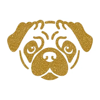 Polep vozidla Pes 067 Mopsík (92 - Ultra Metalic zlatá) SAMOLEPKA NA AUTO, NÁLEPKA, FÓLIE, POLEP, TUNING, VLASTNÍ TEXT, TISK, AUTOSAMOLEPKY.cz, POLEPY, OBRÁZEK, LOGO, 3D STICKERS